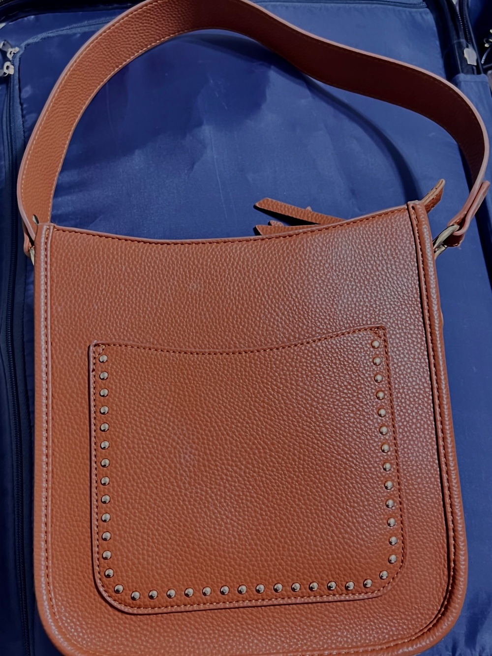 Montana West Brown Leather Accent Messenger Bag with Gray Lining